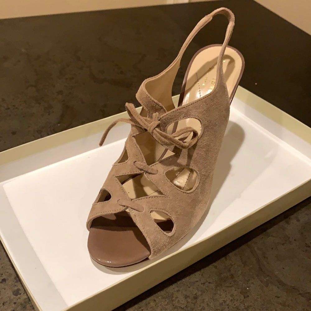 Kate Spade Colin Sand Suede & Patent Sandal  7.5 B